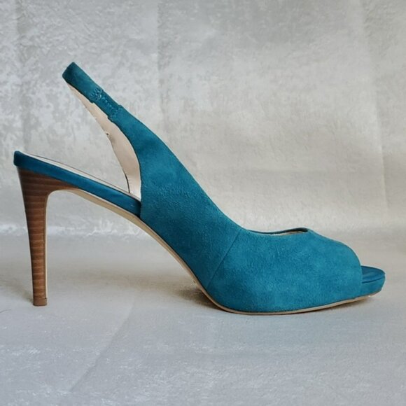 NINE WEST Teal Suede Leather Upper Slingback Heels SIZE: 9M - Picture 3 of 14